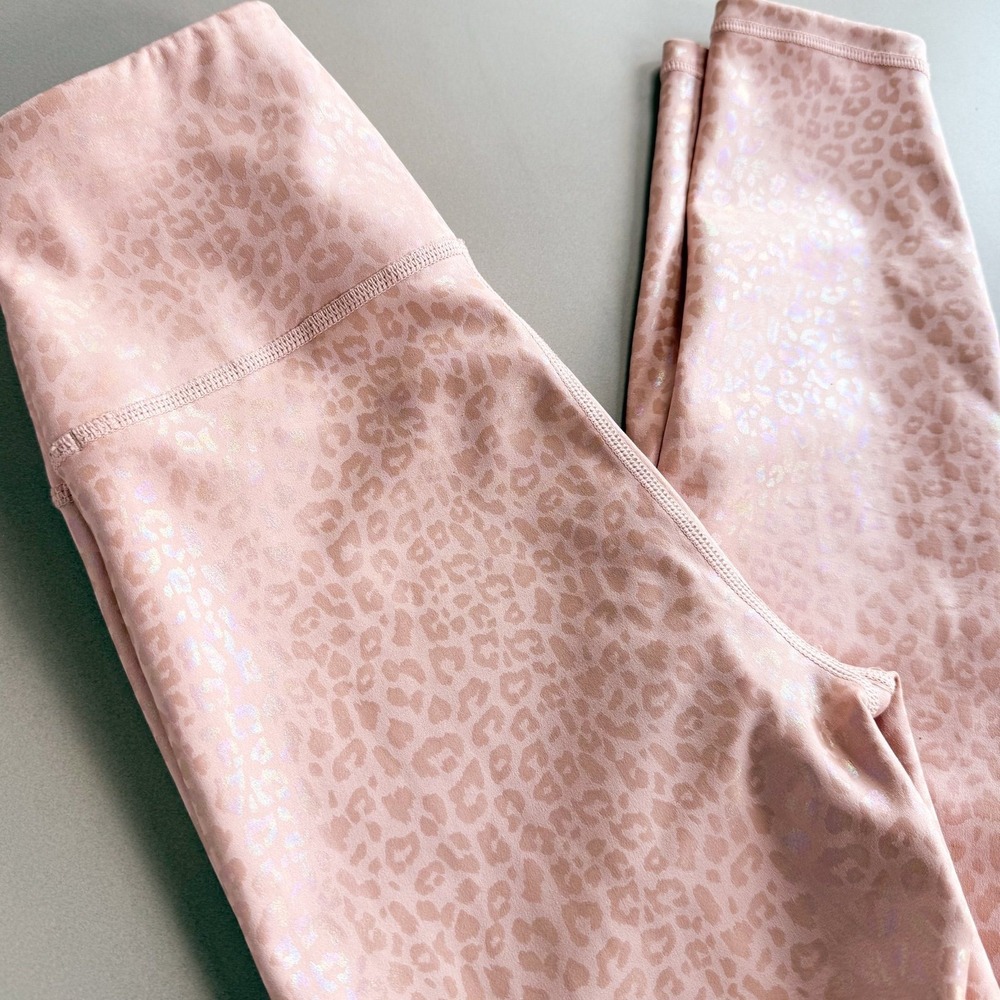 IVL Collective Pink Leopard Print Iridescent Leggings Size 4 High Rise Athletic - Picture 3 of 12